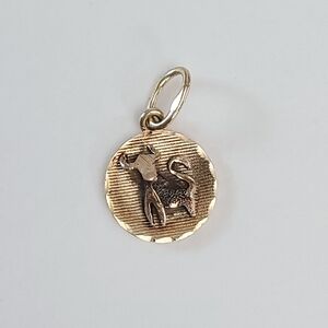 Dainty Vintage 10K Gold Taurus Bull Zodiac Charm Pendant